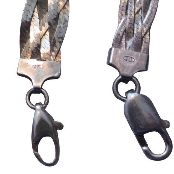 Sterling Silver Bracelet and Necklace 18 Inch 6 Strand Braided Herringbone - Picture 6 of 6